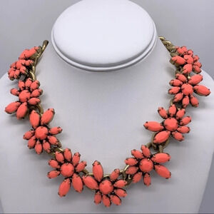J. Crew Matte Coral Gem Bold Chain Necklace